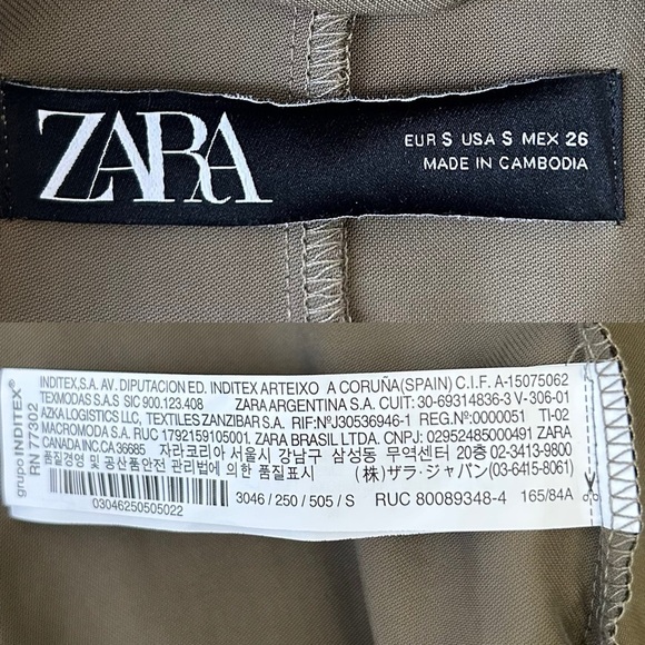 Zara Women's Olive Green Waterfall Open Front Draped Jacket Blazer Size Small - Picture 10 of 16